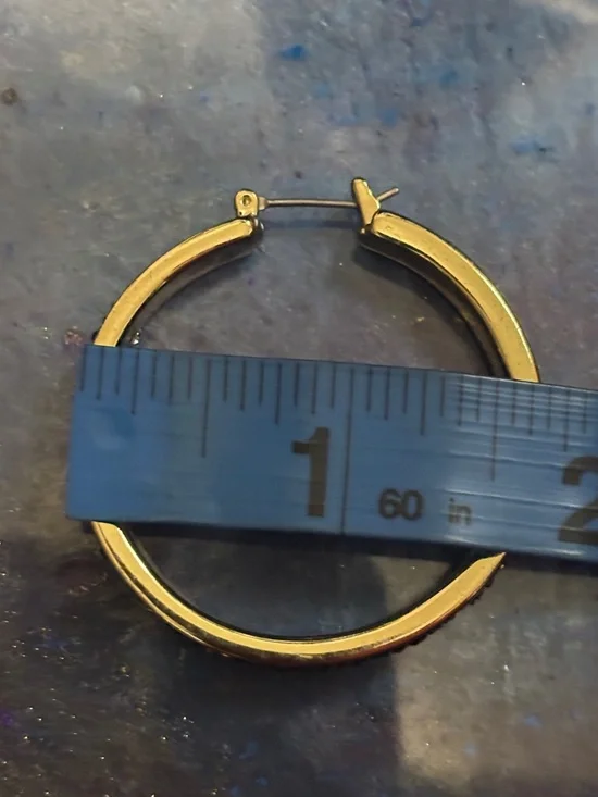 Kenneth Cole New York Signature Pave Crystal Hoop Earring - Gold Toned - Picture 6 of 8